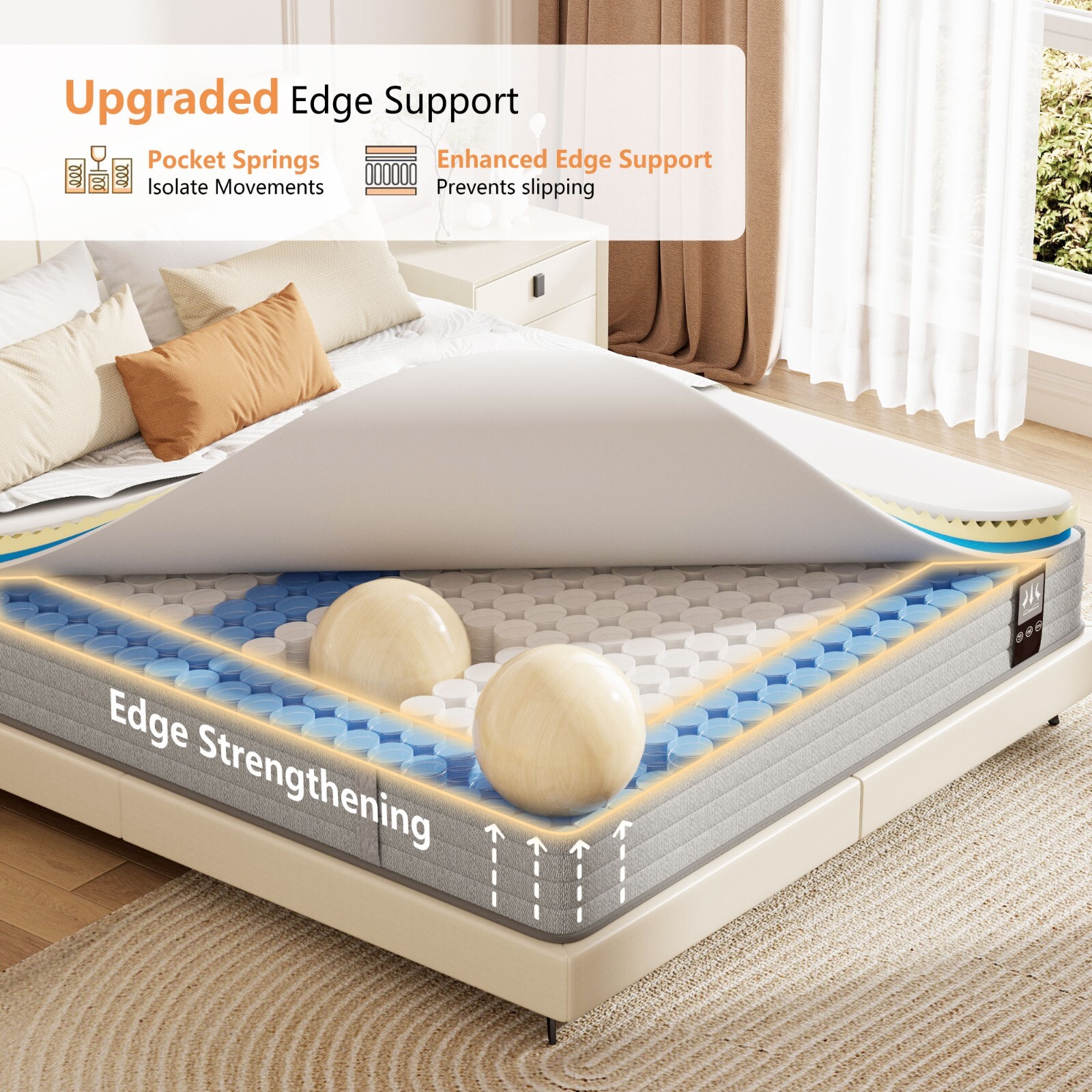 12″ Twin Hybrid Mattress in a Box Gel Memory Foam Independent Spring Mattress