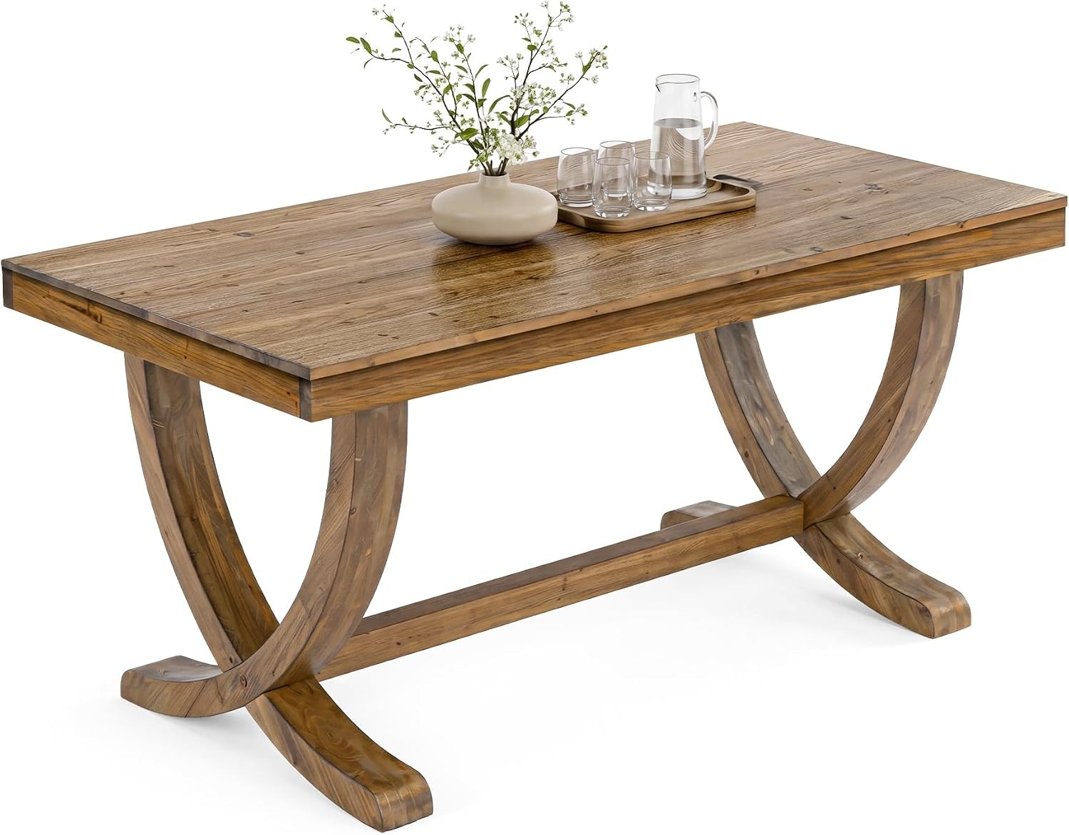 63″ Solid Wood Dining Table Farmhouse Rectangular Kitchen Table for 4-6 People