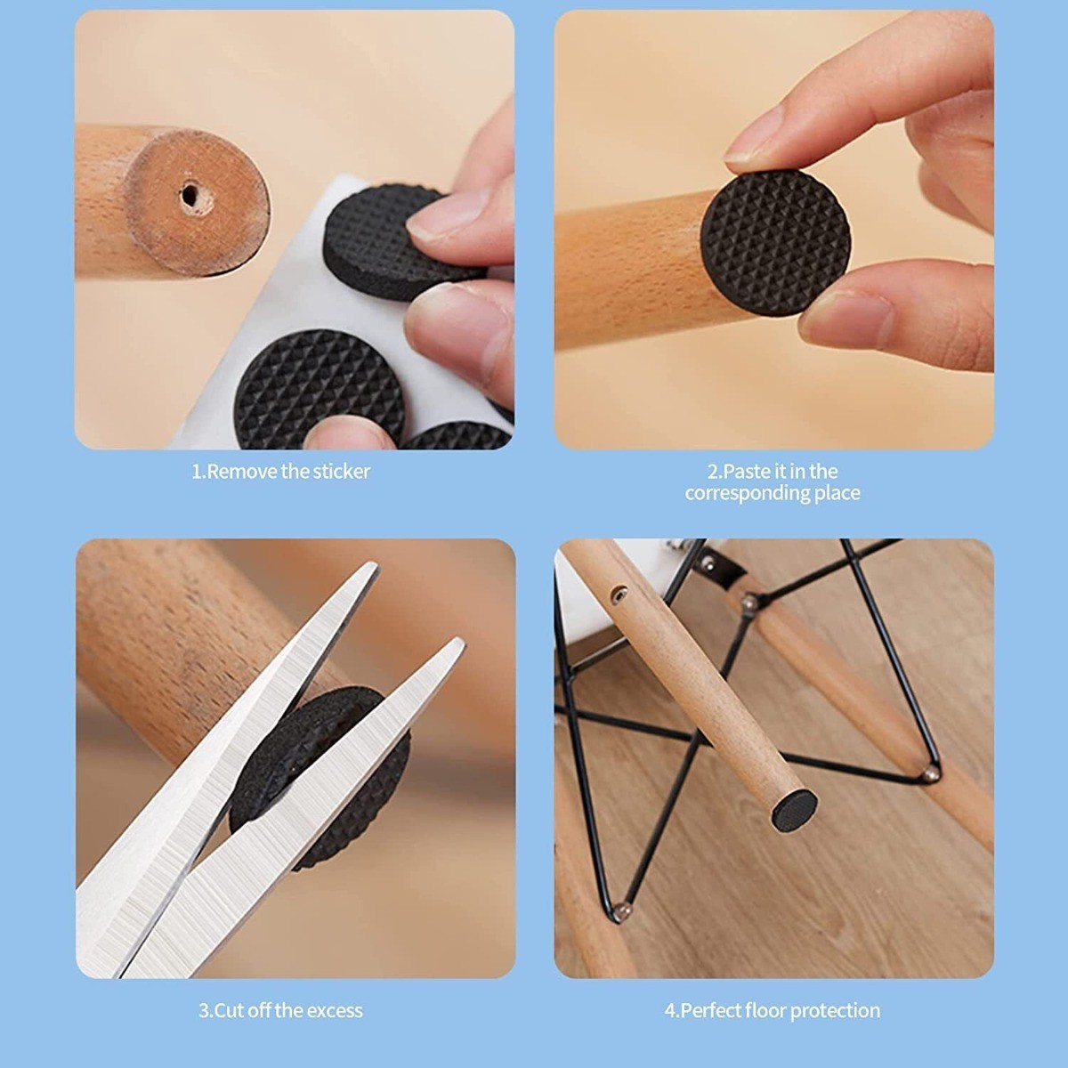 30 Pcs Floor Protector pads Round, EVA Rubber, Black