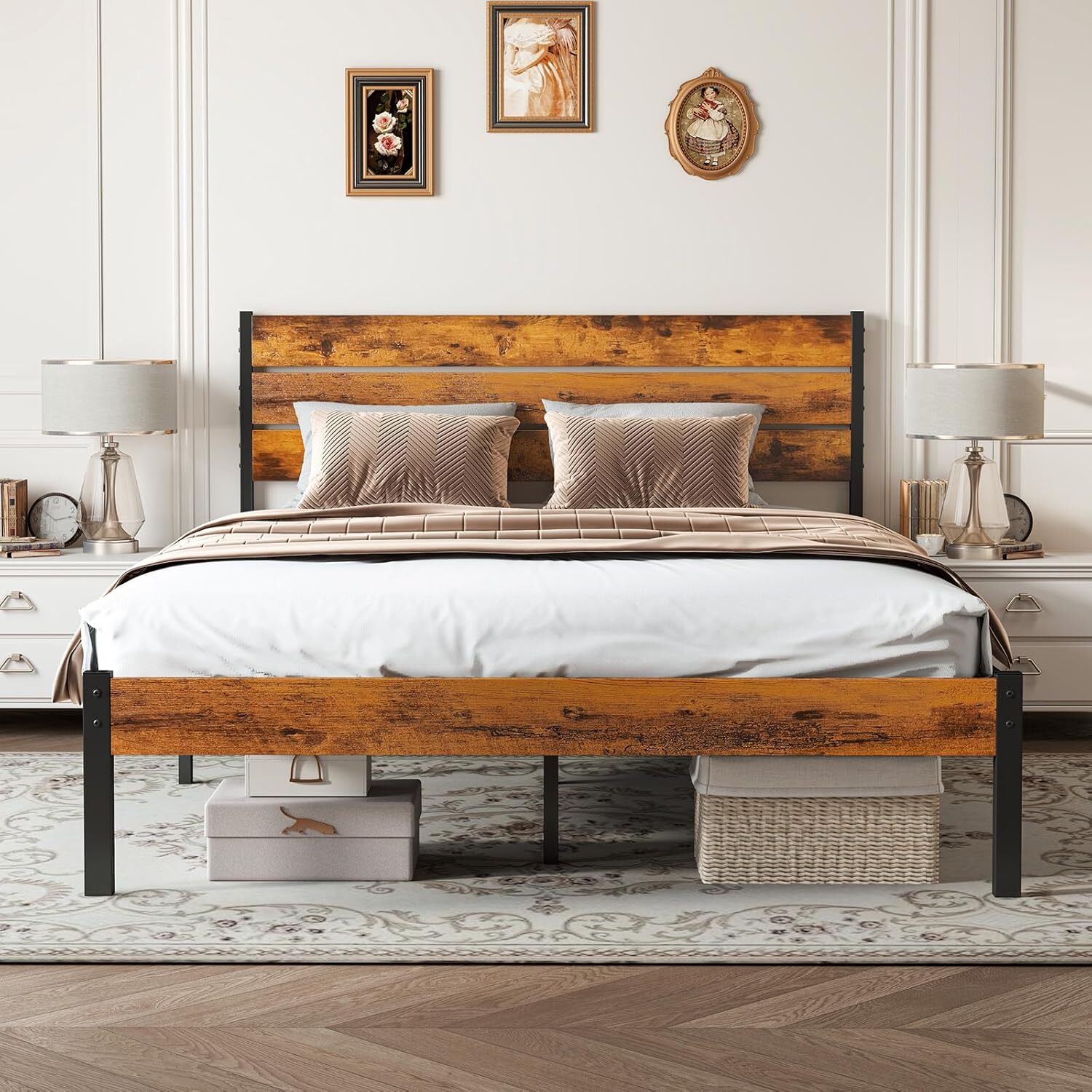 Twin Queen Full Size Sturdy Metal Platform Bed Frame w/ Headboard and Footboard