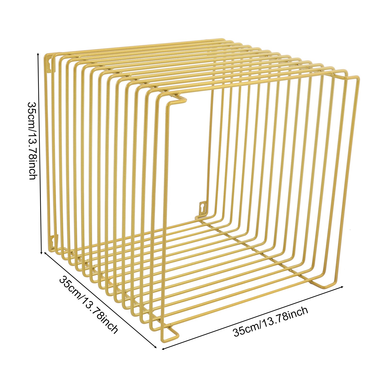 Side Table Floor Mount/Wall Mount Desk Square Cage Iron Multi-Purpose End Table