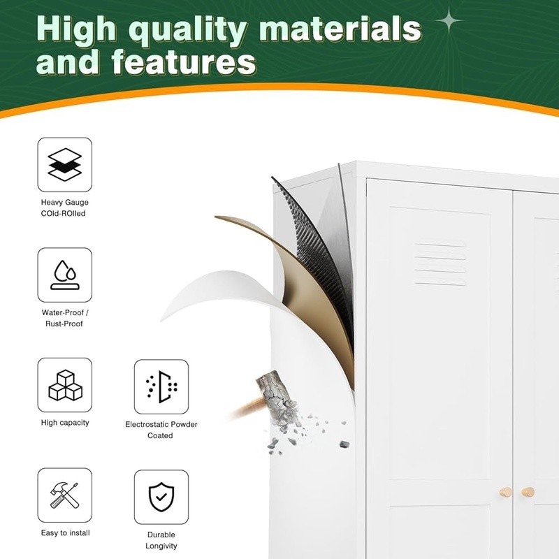 Heavy Duty Metal Storage Cabinet W/ Adjustable Shelves Home Office Garage Use