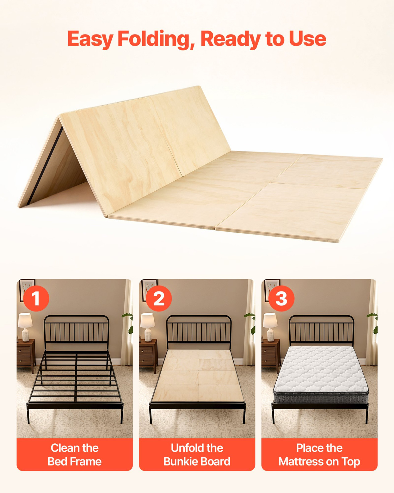 King Bunkie Board Foldable Mattress Support Bed Board Anti-Sag
