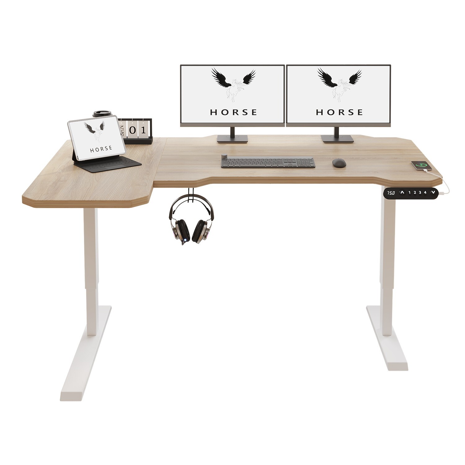 59“ Modernchamp L-Shaped Height Adjustable Standing Desk Electric Lifting Table