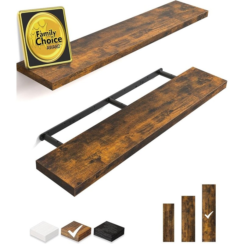 Wall Mounted Engineered Wood Shelves Sturdy Design Invisible Brackets Any Room