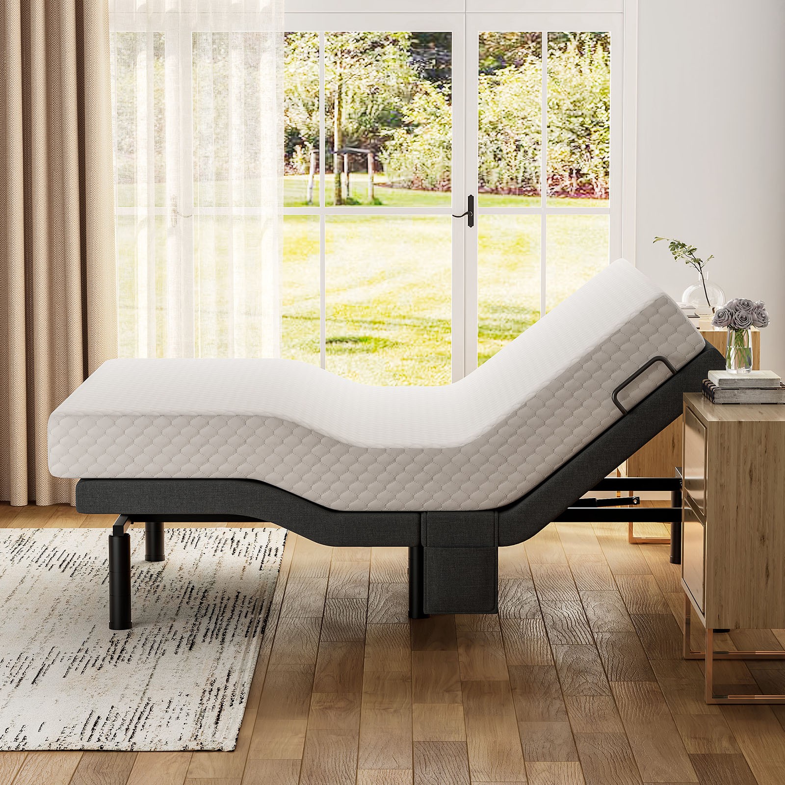 Adjustable Massage Bed Frame Base Massage Wireless Remote USB Ports King Queen
