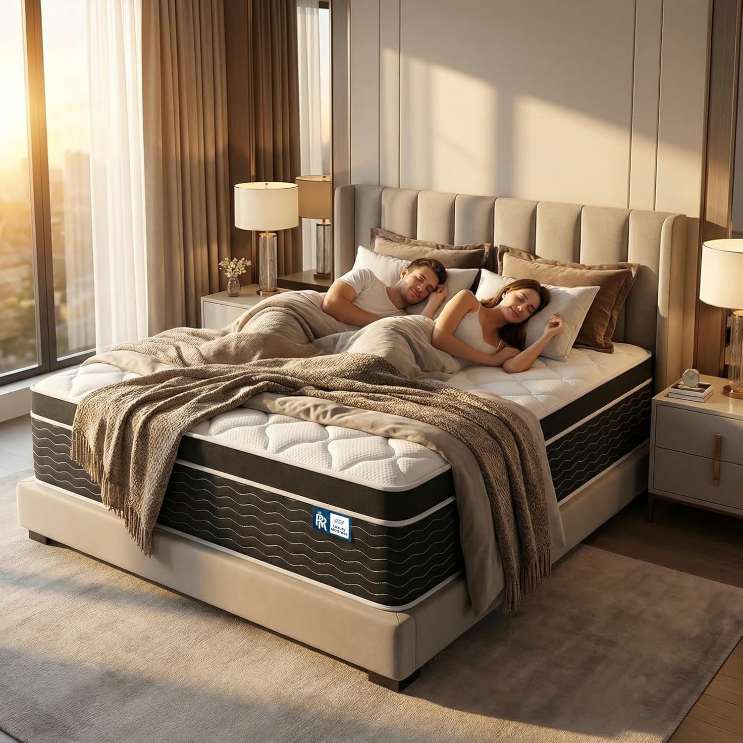 Ruoysun Luxury Firm Queen Mattress 14 In, Hotel-Level Comfort, Hybrid Queen Size