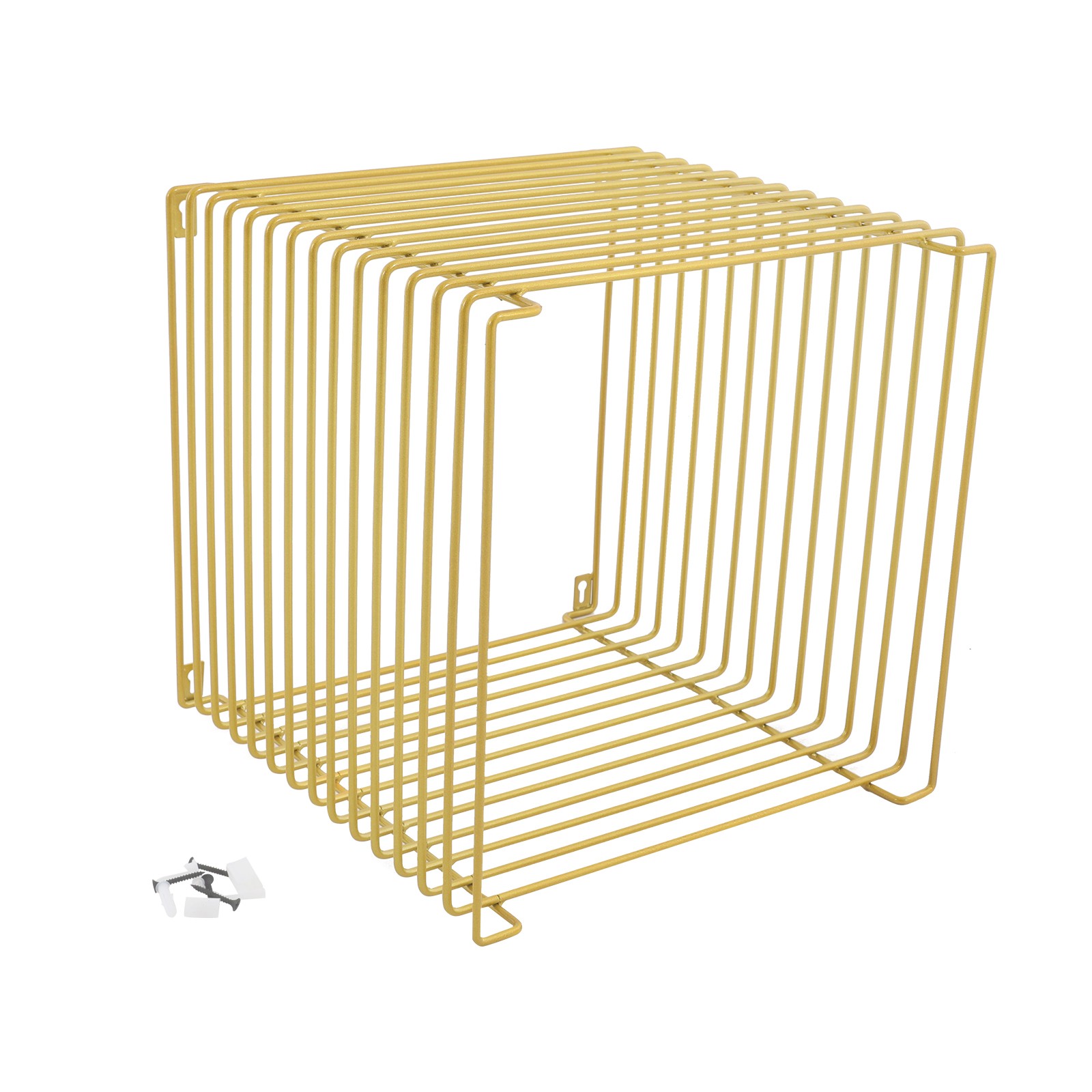 Side Table Floor Mount/Wall Mount Desk Square Cage Iron Multi-Purpose End Table