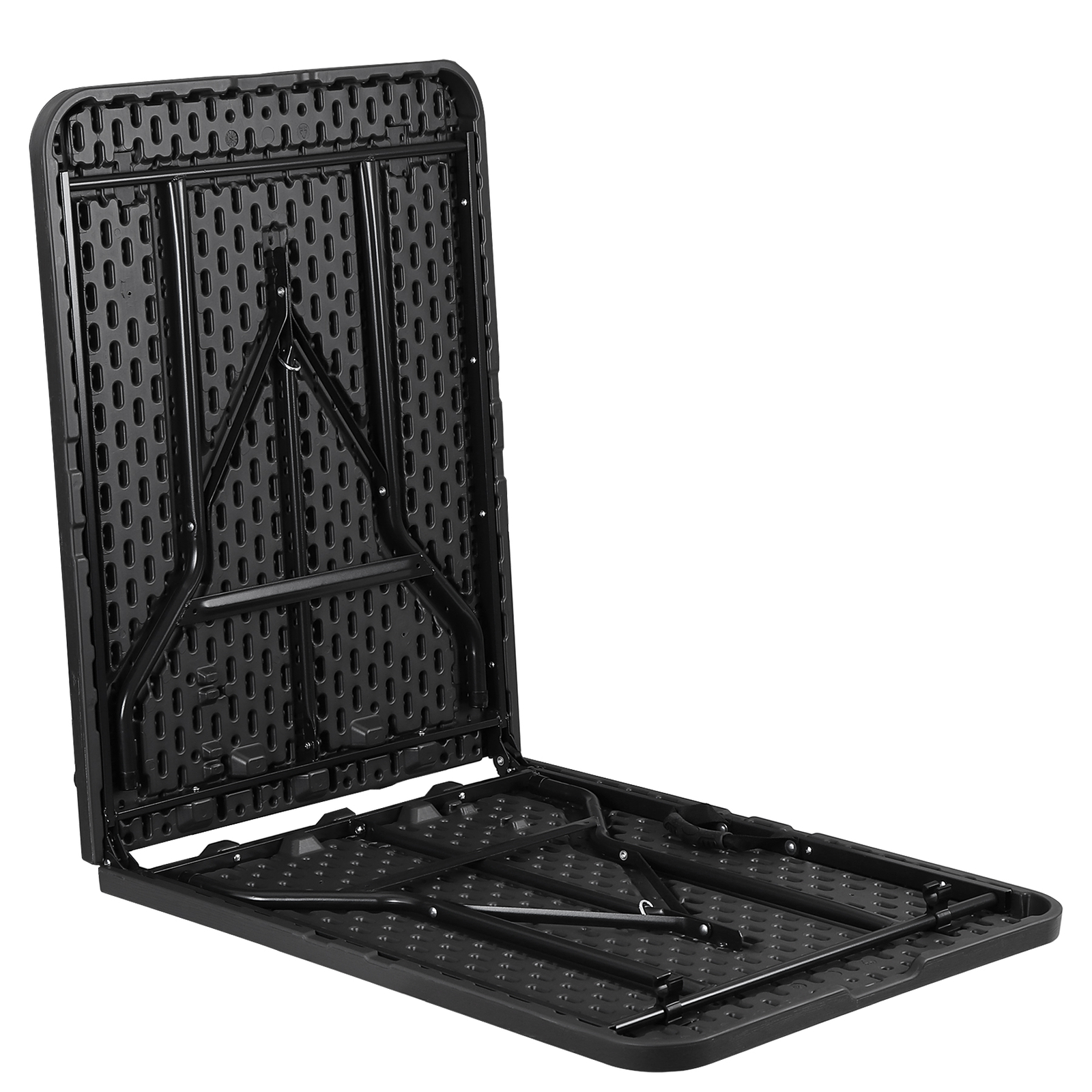 6 FT Folding Table, Portable Plastic Dining Table Fold-in-Half Heavy Duty Black