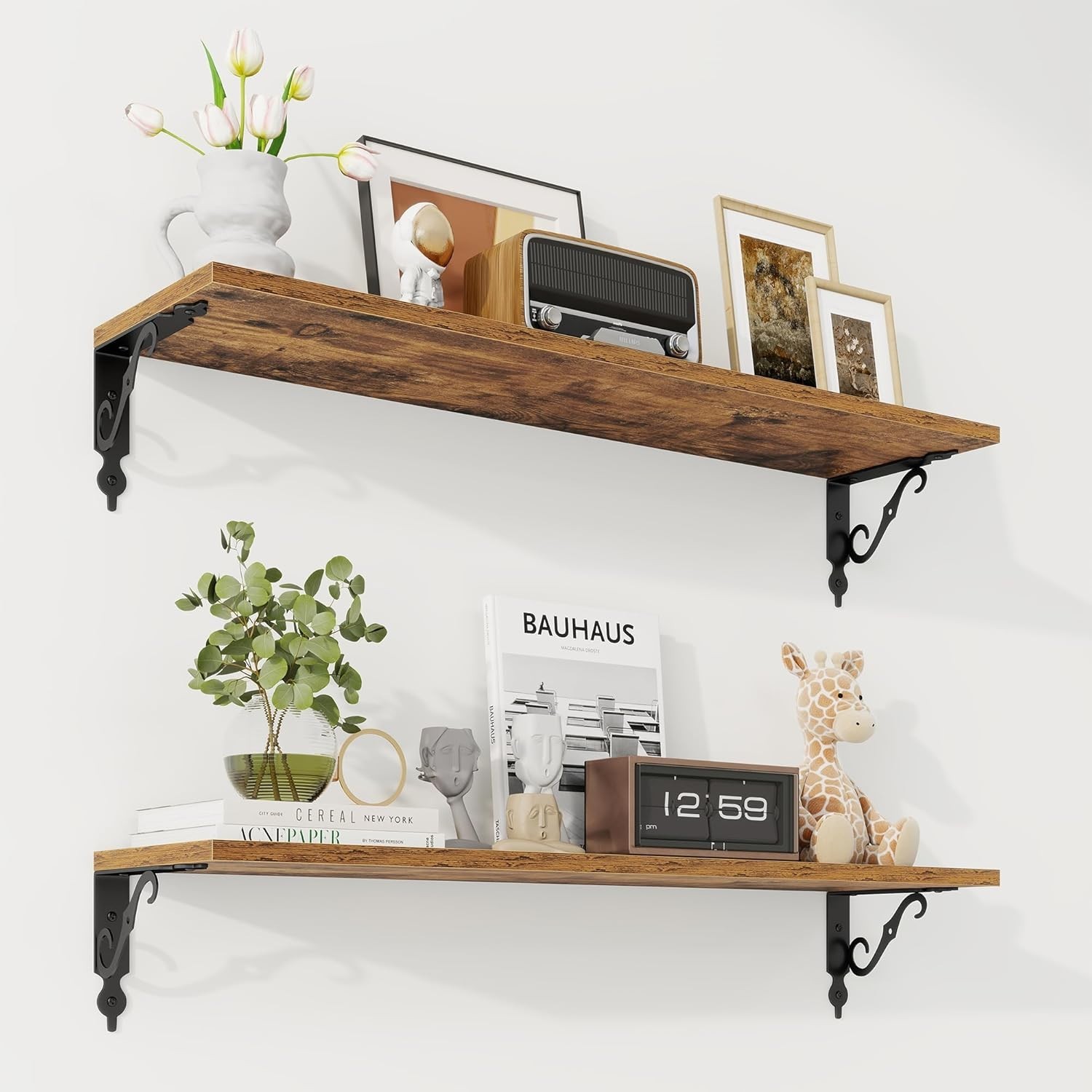 Durable 31.5W x 8D Floating Shelves – Rustic Wood Wall Storage Solution