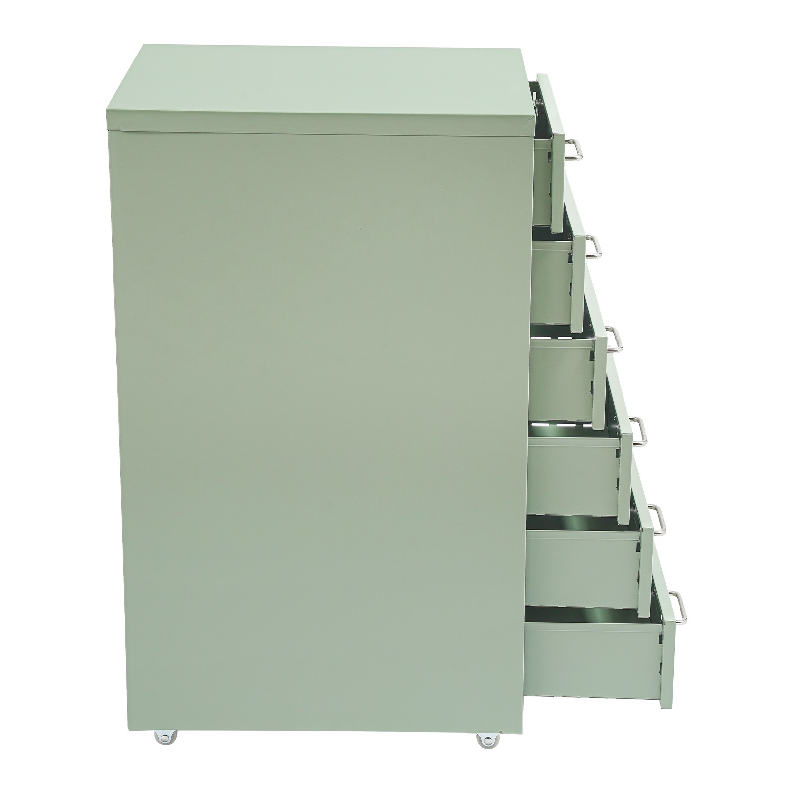 6-Tier Metal File Cabinet Lockable Drawer Storage Cabinet w/Wheels Bedroom Offce