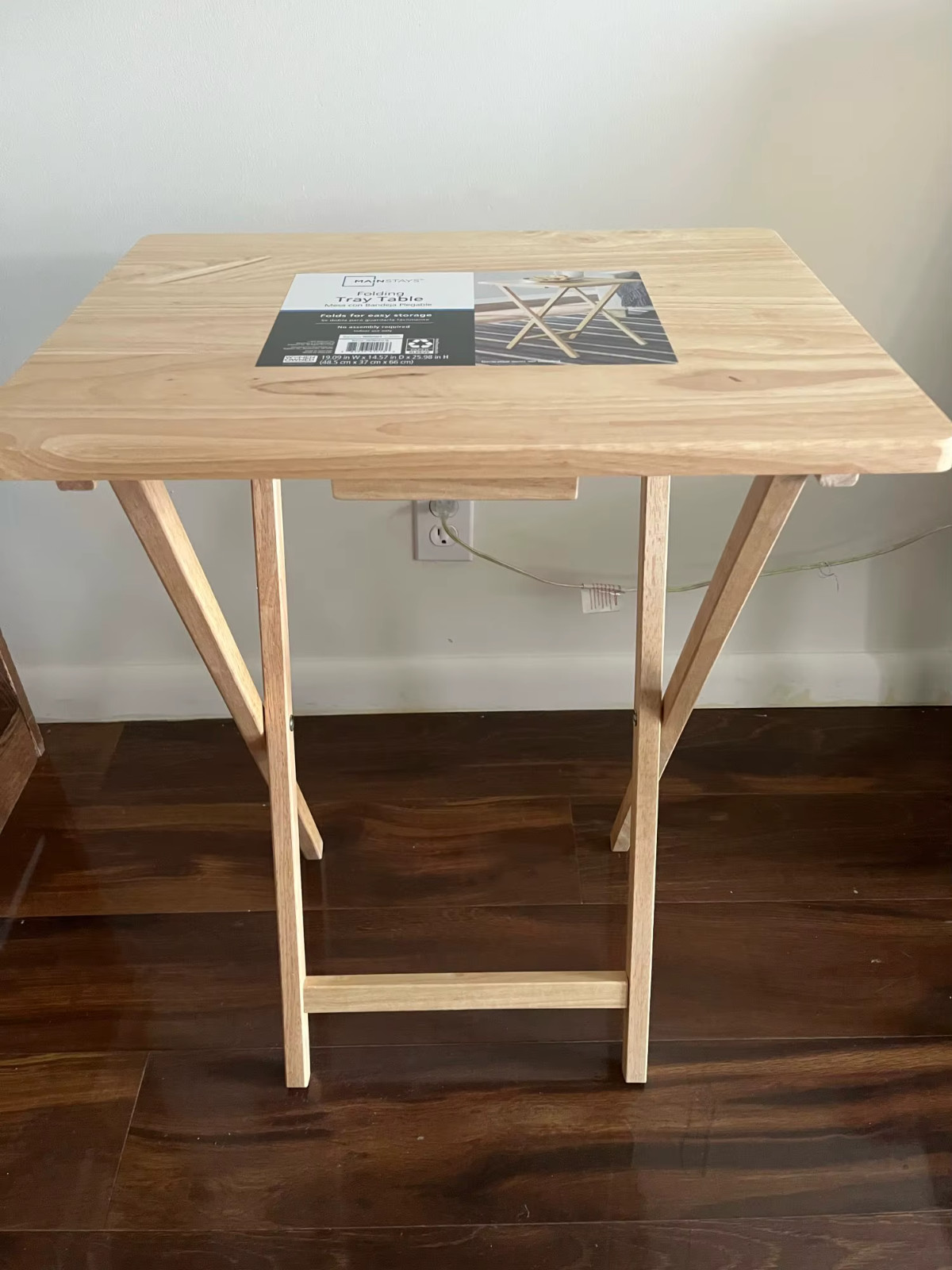 No Assembly Required Folding TV Tray Table – Natural L 19 x W 15 x H 26 inch