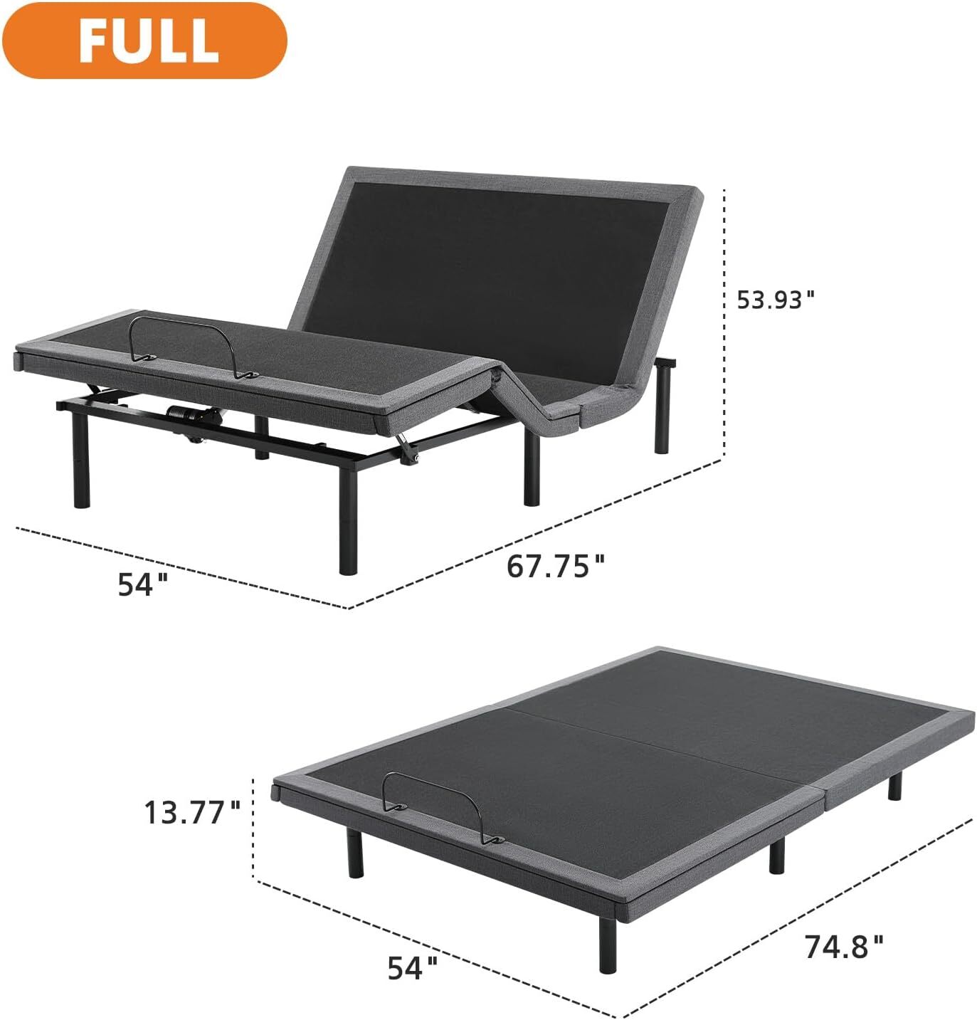 Ergonomic Electric Full Queen Adjustable Bed Frame Bed Base with Wireless Remote