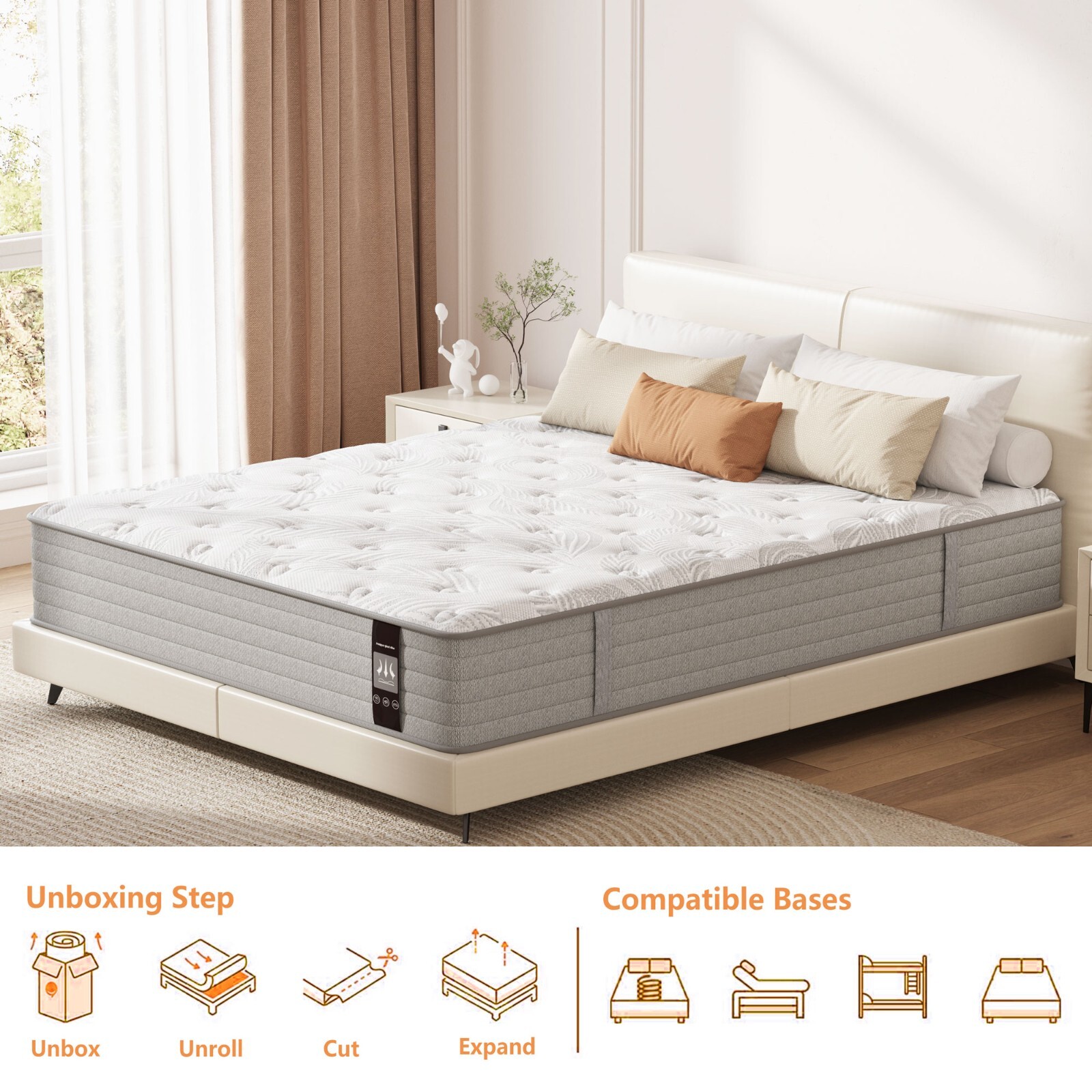 12″ Twin Hybrid Mattress in a Box Gel Memory Foam Independent Spring Mattress