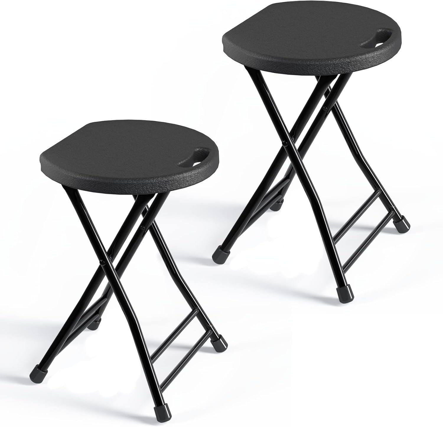 Folding Stool, 18 Inch Foldable Stool with Handle & Steel Frame, Pack of 2 Foldi
