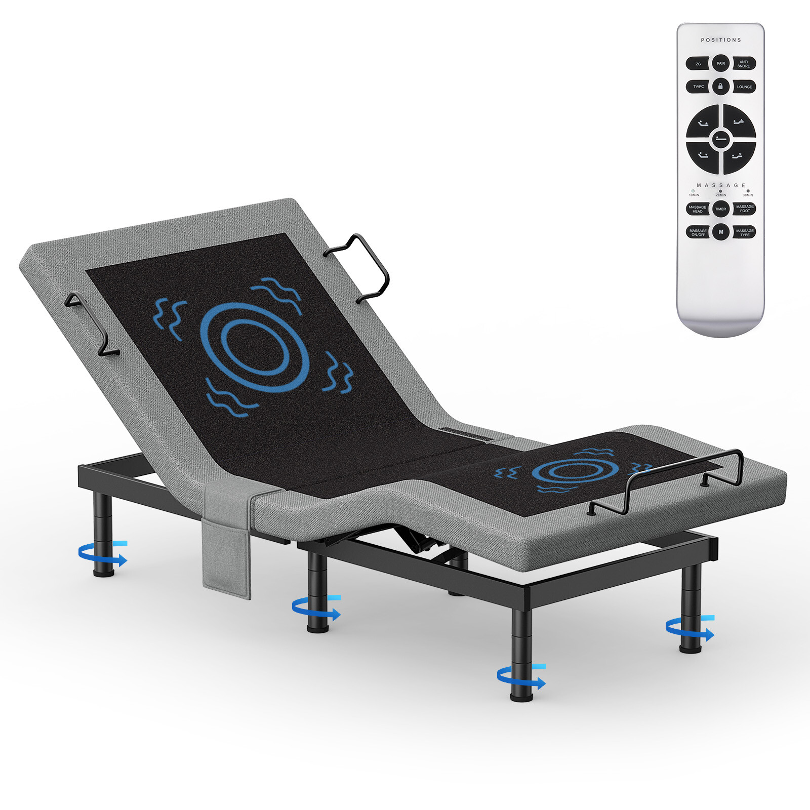 Upgraded Adjustable Bed Frame Base With Massage Remote USB Quiet Twin XL King