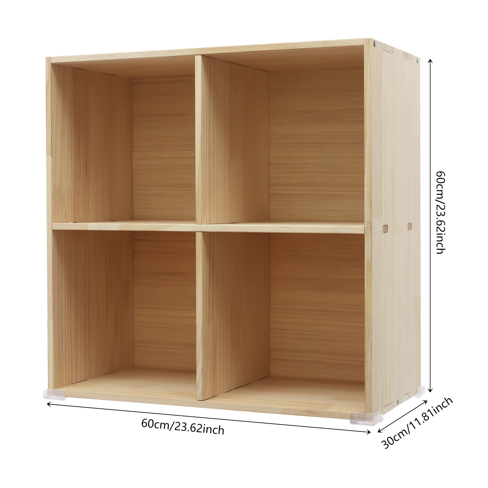 Solid Wood Shelves Wooden Cube Shelf Bookcase Floorstanding Bookshelf 30*60cm