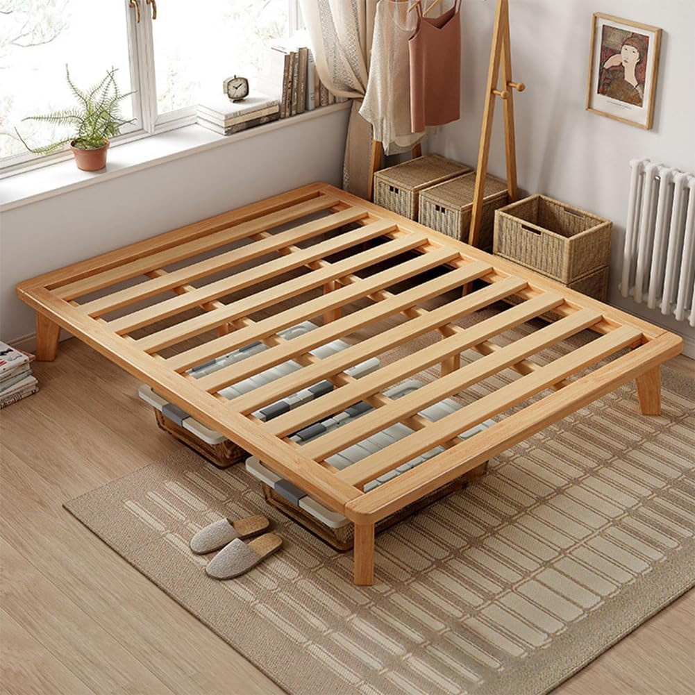 Full Platform Bed Base – 14 Inch Solid Wood Mattress Foundation with Support Sla