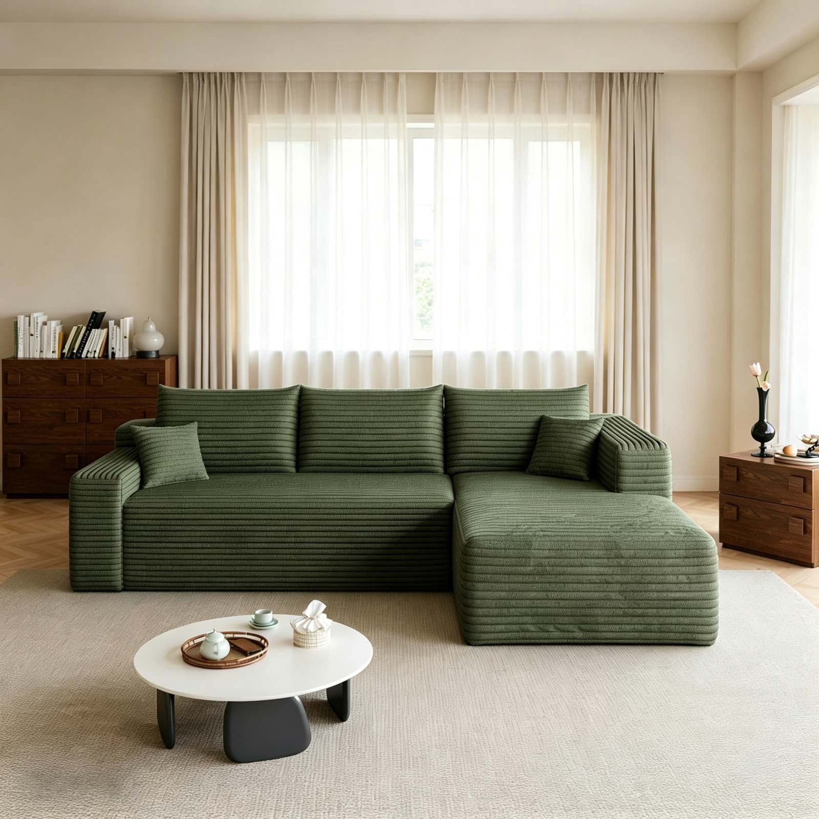 95″ Boneless Couch Right Chaise L Shape Sectional Cloud Sofa Set for Living Room