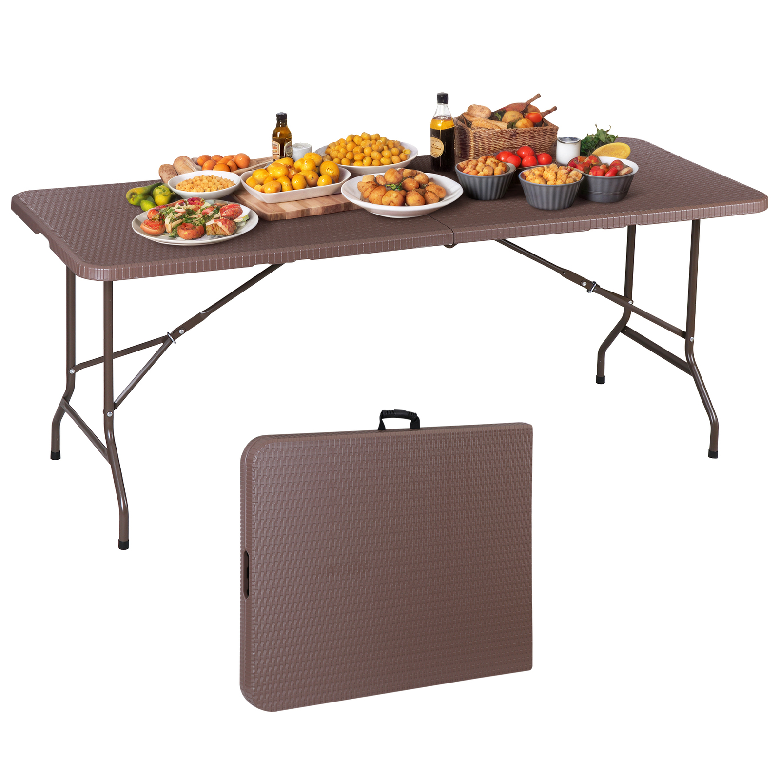 6′ Portable Long Table No Assembly Required Outdoor Picnic Table Thickened HDPE