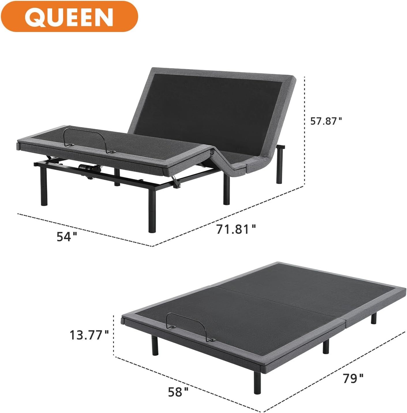 Ergonomic Electric Full Queen Adjustable Bed Frame Bed Base with Wireless Remote