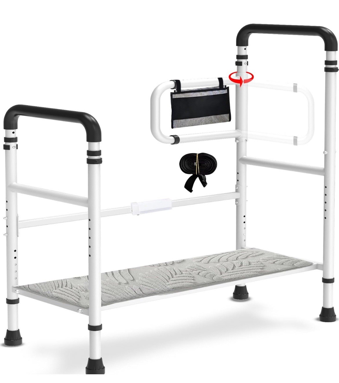 Bed Step for the Elderly/High Beds, Adjustable, Automatic LED Light, 800lb