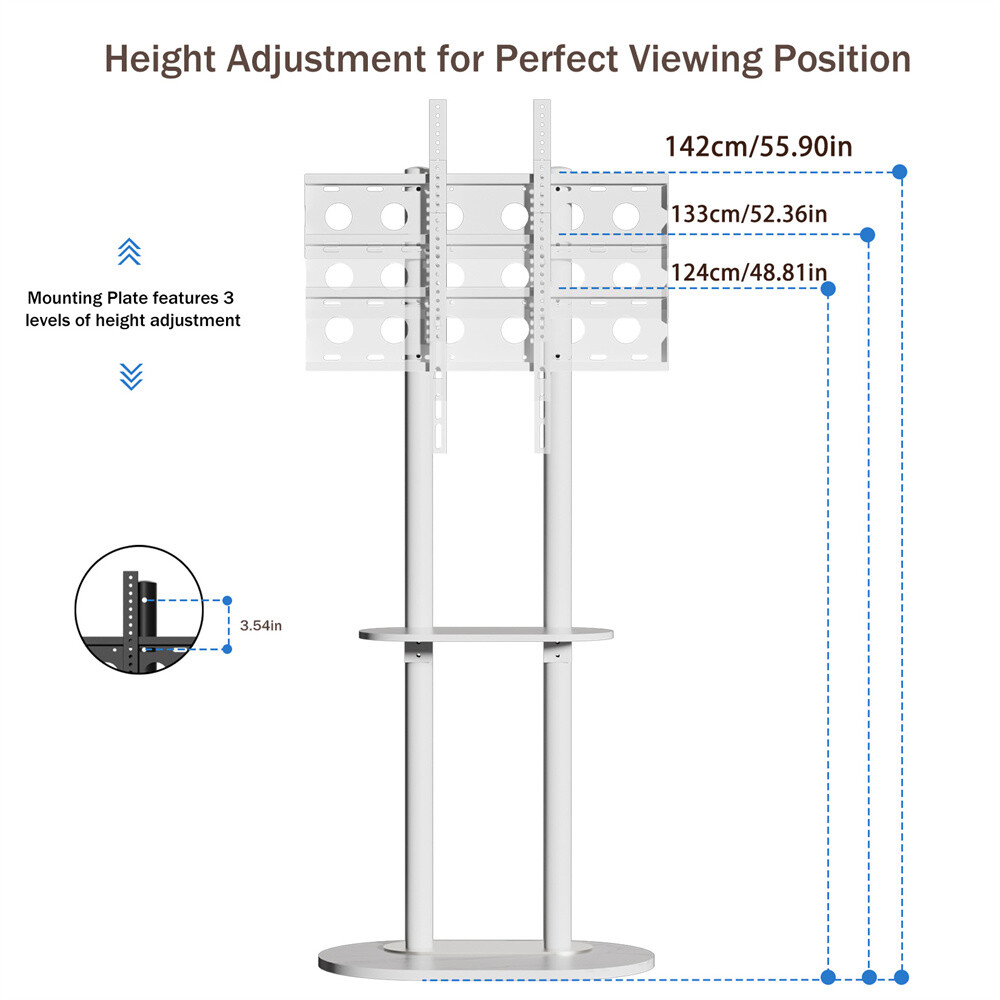 Floor TV Stand Marble Base with Mount for 40-75Inch Large LCD/LED TVs Adjustable