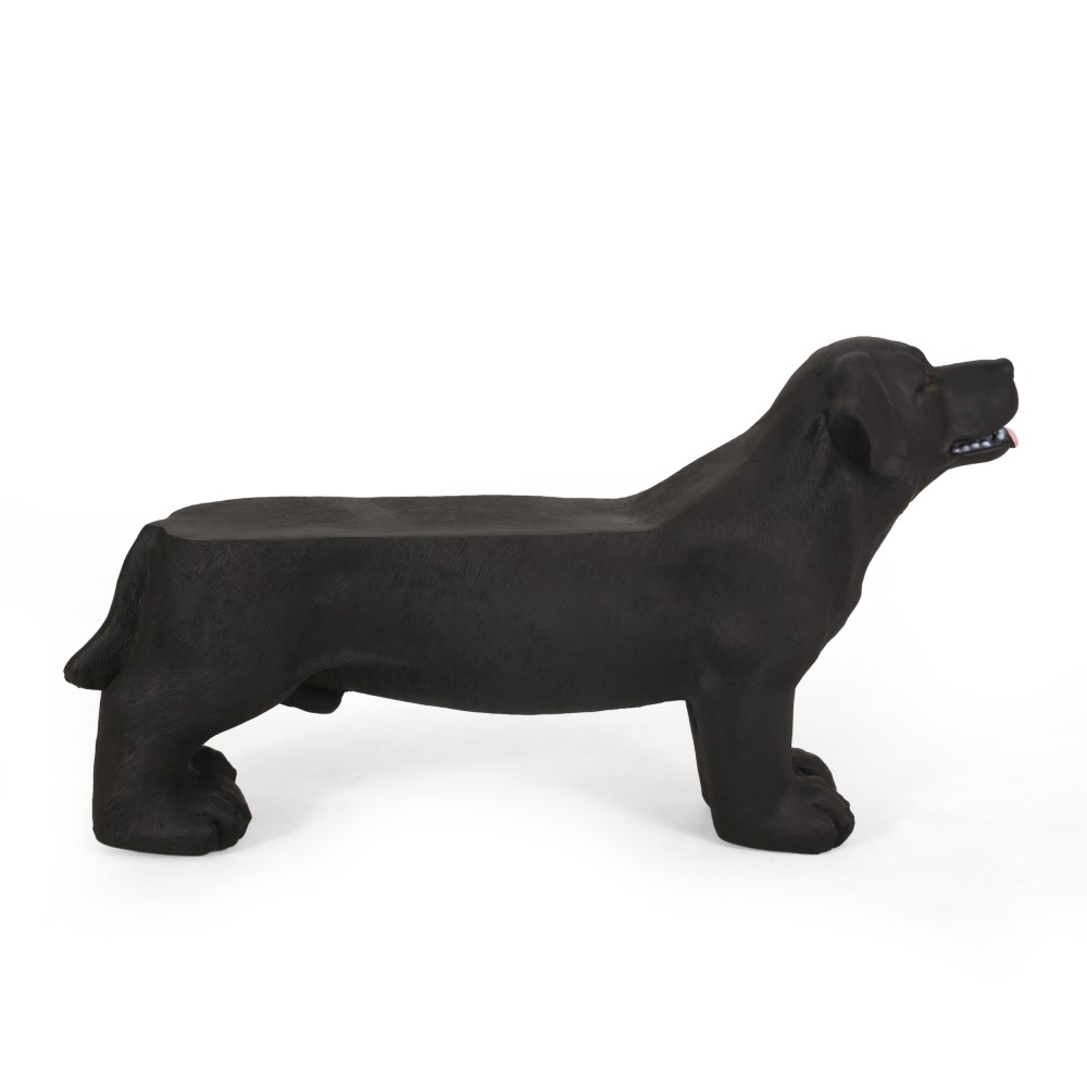 Matte Black MGO Dog Outdoor Bench No Assembly Required Weather Resistant Patio