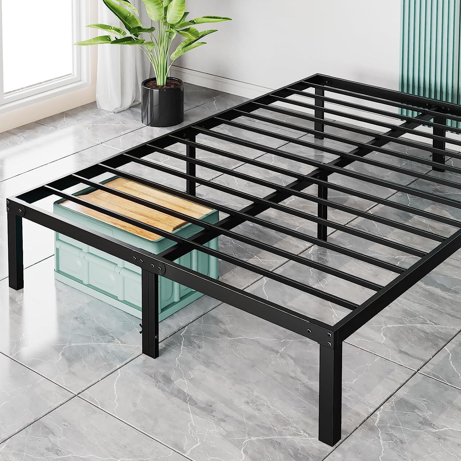 14 Inch Heavy Duty Metal Platform Bed Frame King Size Sturdy Steel Slat Support