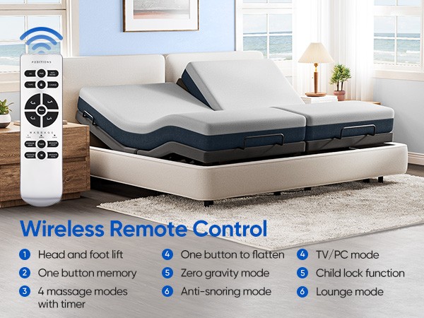 Electric Adjustable Massage Bed Frame Full/ Queen/ TXL Size with 3 vibration SPA