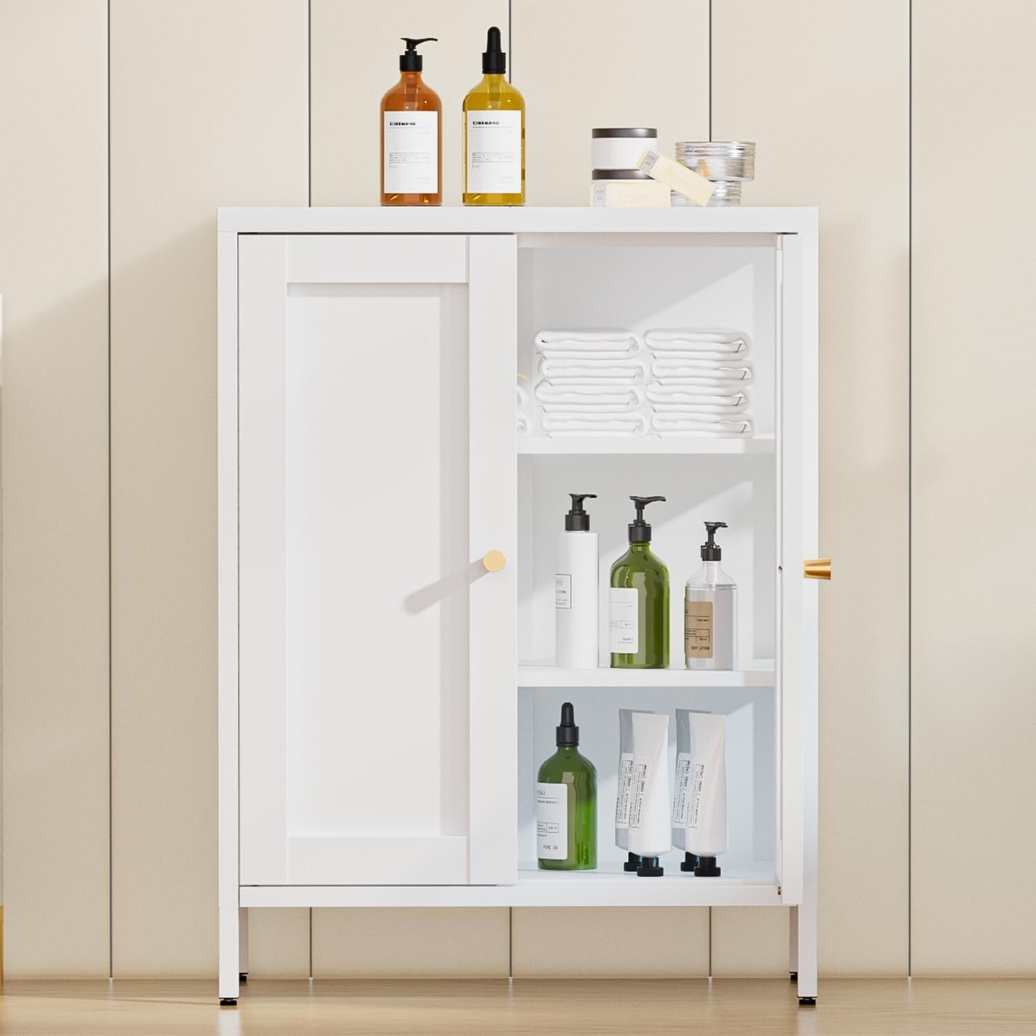 Cofar 31.5″Storage Cabinet Sideboard Bathroom With 2 Shelves For Kitchen Pantry