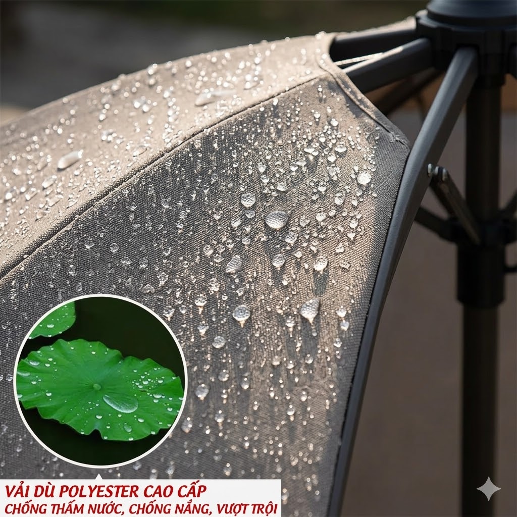 Dù lệch tâm tròn 3m xoay 360 hợp kim nhôm màu be (nâu caphe)_03