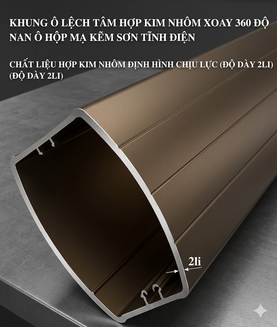 Dù lệch tâm tròn 3m xoay 360 hợp kim nhôm màu be (nâu caphe)_04