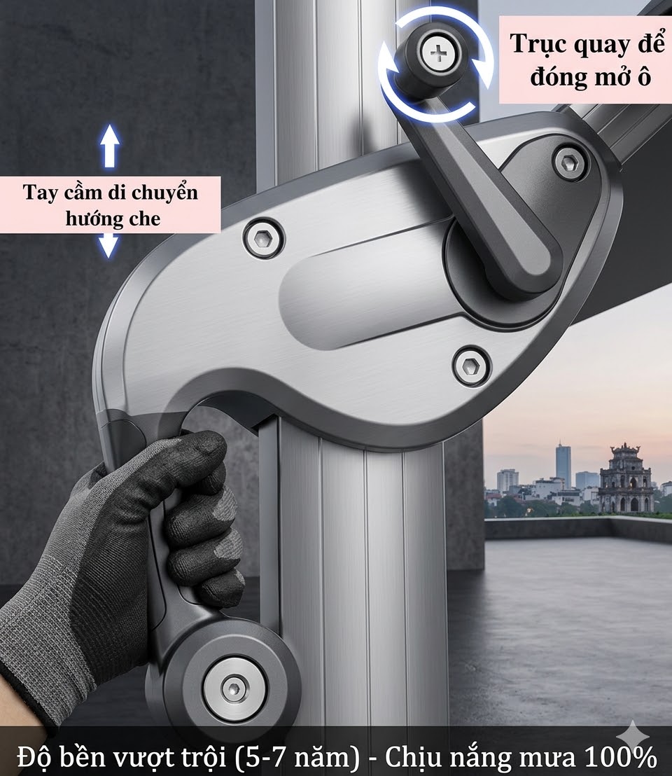 Dù lệch tâm tròn 3m xoay 360 hợp kim nhôm màu be (nâu caphe)_05